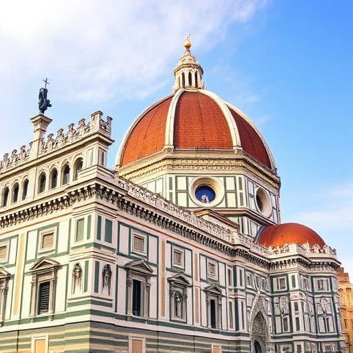 Vista esterna del Duomo di Firenze con la cupola del Brunelleschi in primo piano